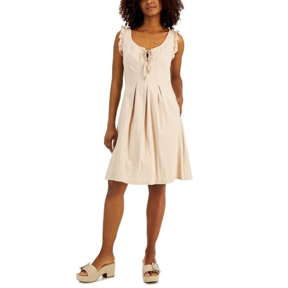 INC TIE DETAIL‎ KNEE-LENGTH FIT & FLARE DRESS Size 14” - Picture 1 of 6
